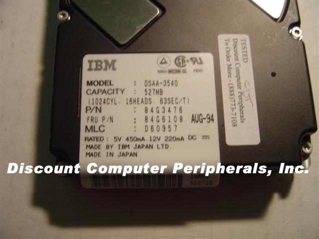 IBM DSAA-3540 - 540MB 3.5IN 3H IDE