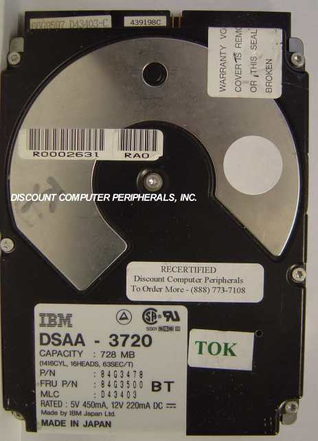 IBM DSAA-3720 - 728MB 3.5in IDE - Call or Email for Quote.