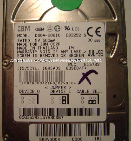IBM DSOA-20810 - 810MB 2.5IN LAPTOP DRIVE 12MM - Call or Email f