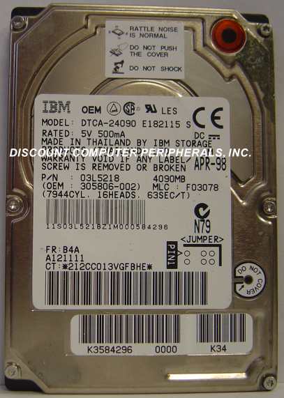 IBM DTCA-24090 - TravelStar 4GT 4GB IDE 4000RPM 2.5" HDD