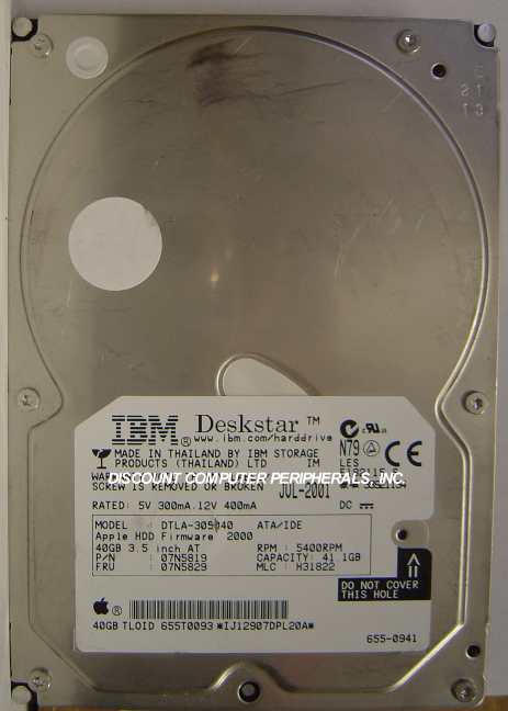 IBM DTLA-305040 - 41.1GB 5400RPM ATA-100 IDE 3.5IN LP 07N5819 -