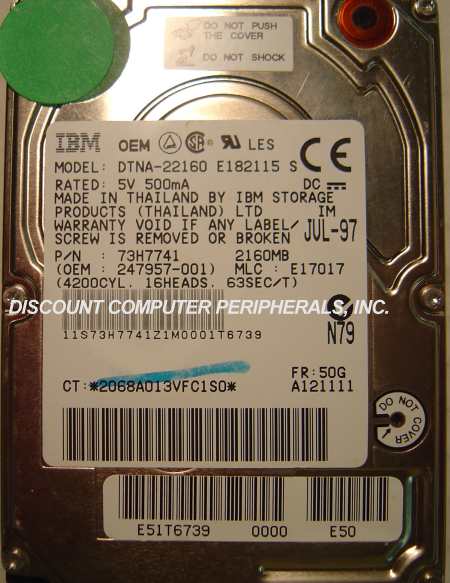 IBM DTNA-22160 - 2.1GB 12.5MM LAPTOP DRIVE - Call or Email for Q
