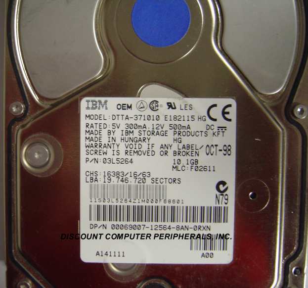 IBM DTTA-371010 - 10.1GB 7200RPM ATA-33 IDE 3.5IN LP - Call or E