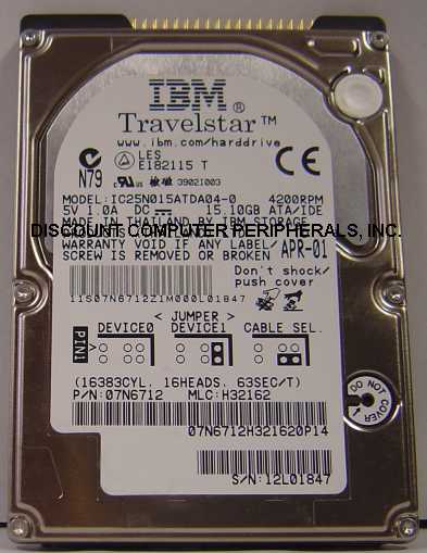 IBM IC25N015ATDA04-0 - 15GB 4200 RPM 2.5in IDE LAPTOP DRIVE