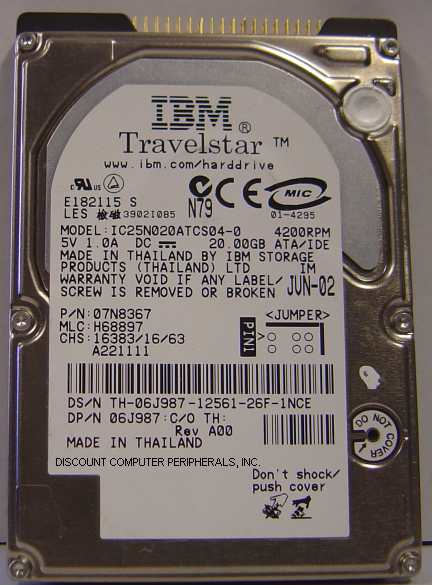 IBM IC25N020ATCS04-0 - 20GB 4200 RPM ATA-100 9.5MM 2.5in IDE DRI