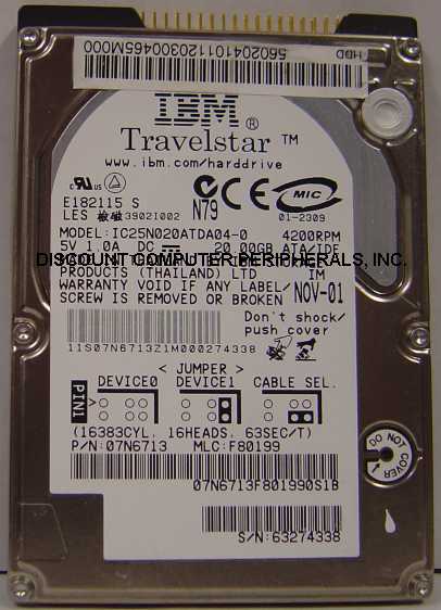 IBM IC25N020ATDA04-0 - 20GB 4200 RPM 2.5in IDE LAPTOP DRIVE