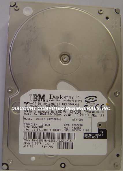 IBM IC35L010AVER07-0 - 10GB 7200RPM ATA-100 3.5in IDE