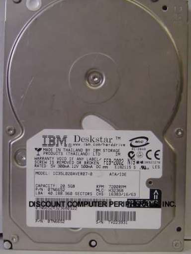 IBM IC35L020AVER07-0 - 20GB 7200RPM ATA-100 3.5 LP IDE - Call or