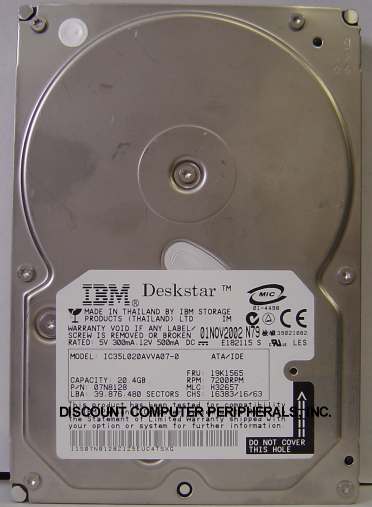 IBM IC35L020AVVA07-0 - 20GB 7200RPM ATA-100 3.5in IDE - Call or