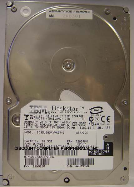IBM IC35L080AVVA07-0 - 82.3GB 7200 RPM ATA-100 3.5 IDE - Call or