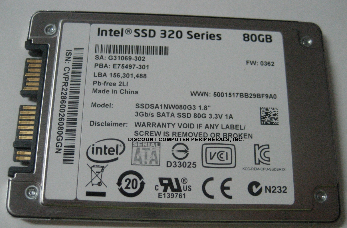 INTEL SSDSA1NW080G3 - 80GB SSD SOLID STATE mSATA II 3GB_S 1.8IN