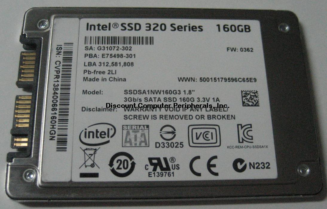 INTEL SSDSA1NW160G3 - 160GB SSD SOLID STATE mSATA II 3GB_S 1.8IN