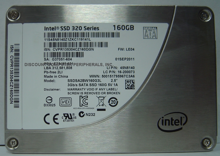 INTEL SSDSA2BW160G3L - 160GB SSD SOLID STATE SATA II 2.5IN DRIVE