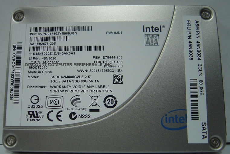INTEL SSDSA2M080G2LE - 80GB SSD SOLID STATE SATA II 2.5IN DRIVE