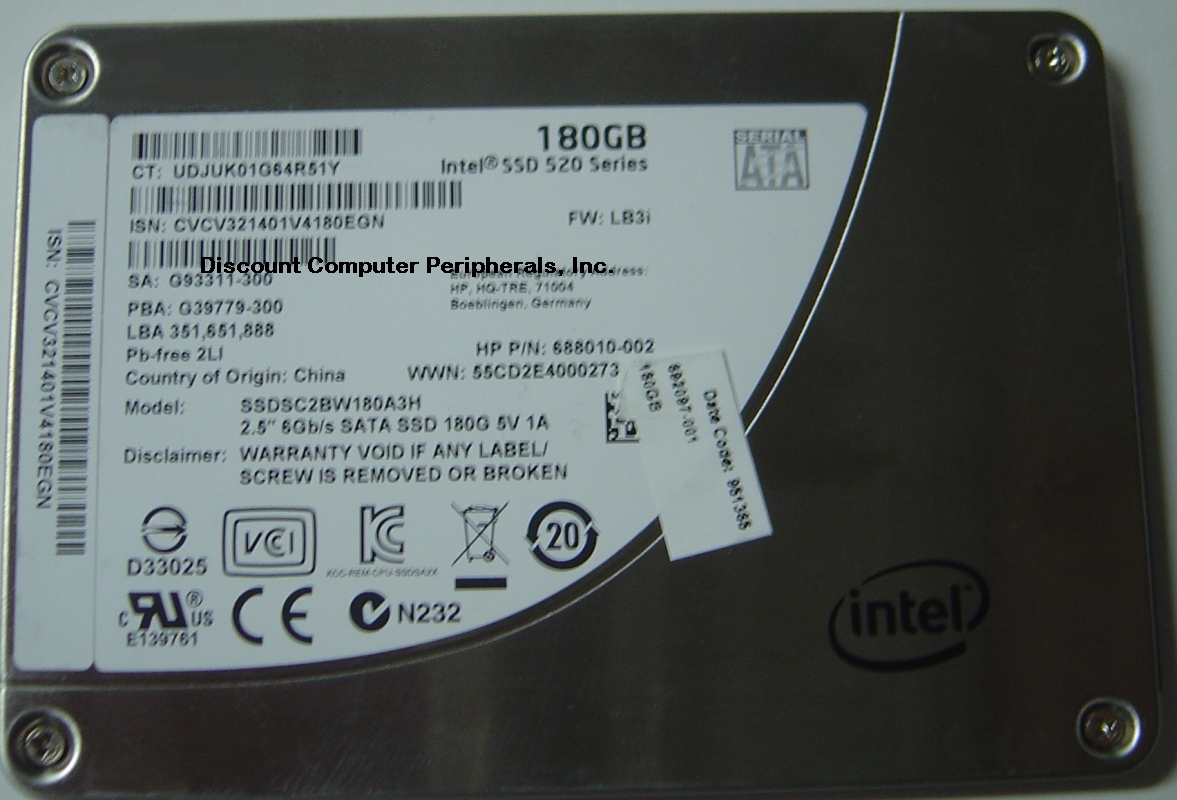 INTEL SSDSC2BW180A3H - 180GB SSD SOLID STATE SATA III 2.5IN DRIV
