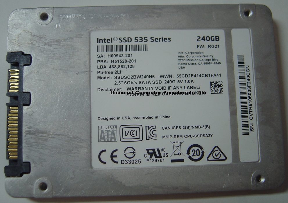 INTEL SSDSC2BW240H6 - 240GB SSD SOLID STATE SATA III 2.5IN DRIVE