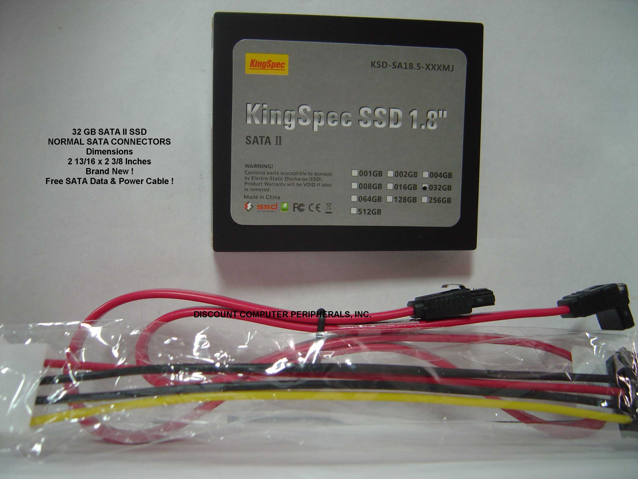 KINGSPEC KSD-SA18.5-032MJ - 32GB SSD SOLID STATE SATA II 1.8IN D