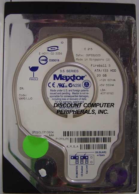 MAXTOR 2F020L0 - 20GB 3.5IN IDE 5400RPM ATA-133 - Call or Email