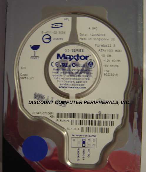 MAXTOR 2F040L0 - 40GB 5400RPM ATA-133 3.5IN IDE - Call or Email