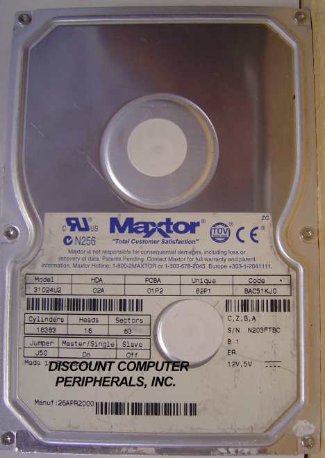 MAXTOR 31024U2 - 10.2GB 5400RPM 3.5 LP IDE