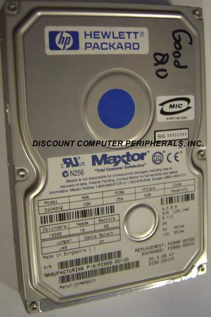 MAXTOR 32049H2 - 20GB 5400RPM ATA-100 IDE 3.5 LP - Call or Email