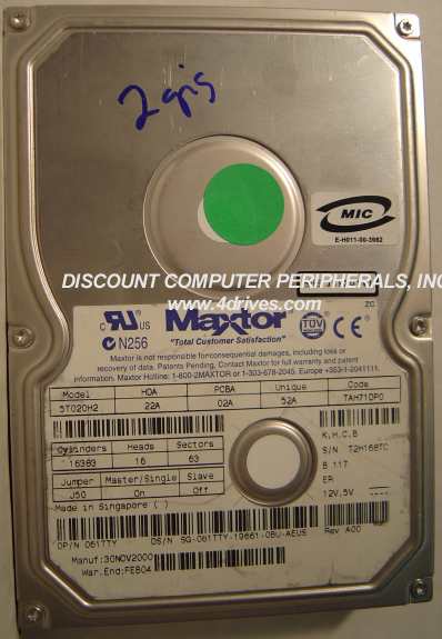 MAXTOR 5T020H2 - 20GB 7200RPM ATA-100 3.5IN IDE LP - Call or Ema