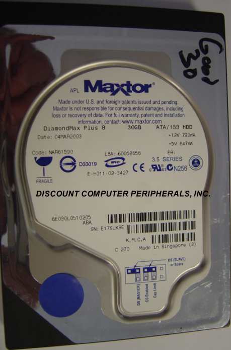 MAXTOR 6E030L0 - 30.0GB ATA/133 7200RPM 3.5 LP IDE - Call or Ema