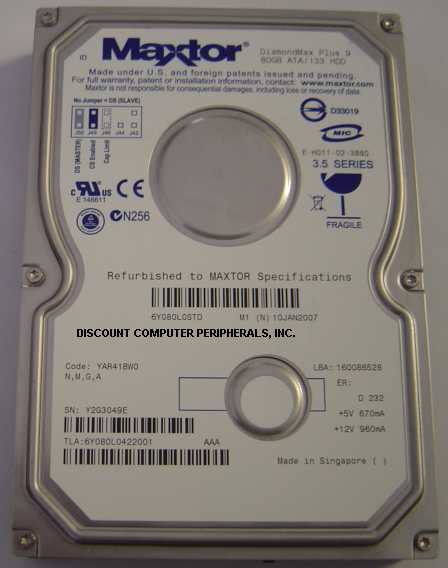 MAXTOR 6Y080L0 - 80GB 7200RPM ATA-133 3.5in IDE - Call or Email