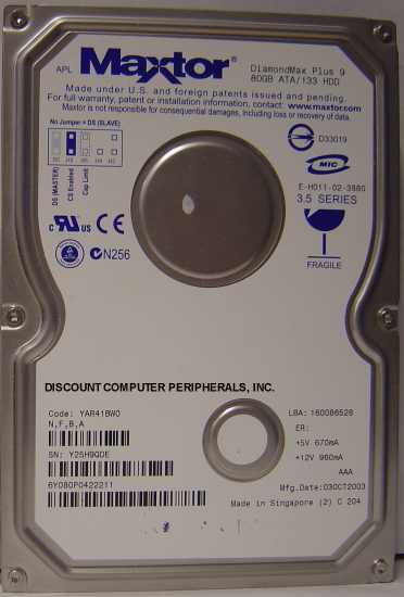 MAXTOR 6Y080P0 - 80GB 7200RPM ATA-133 3.5in IDE - Call or Email