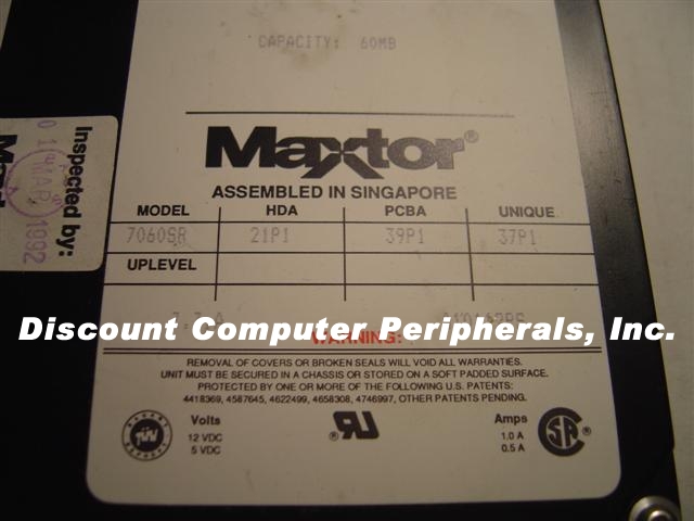 MAXTOR 7060SR - 60MB SCSI 3.5 3H - Call or Email for Quote.