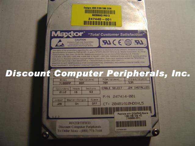 MAXTOR 71080AP - 1GB 3.5IN 3H IDE - Call or Email for Quote.
