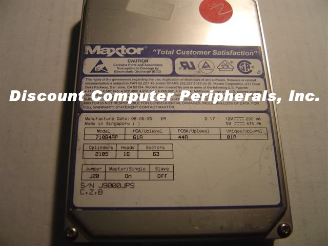 MAXTOR 71084AP - 1GB 3.5in IDE DR - Call or Email for Quote.