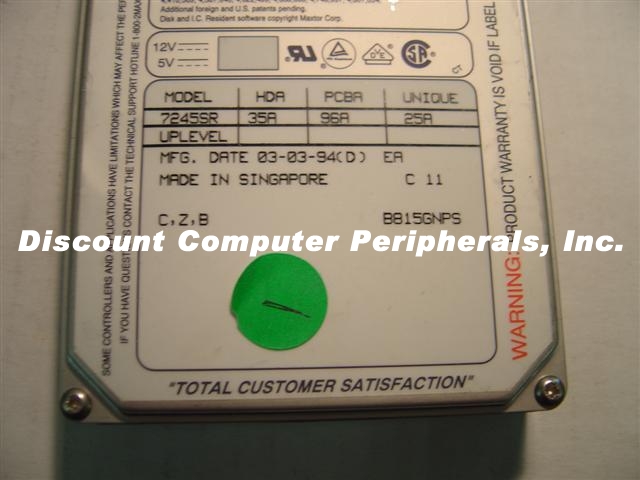 MAXTOR 7245SR - 245MB SCSI 50 PIN 3.5IN - Call or Email for Quot