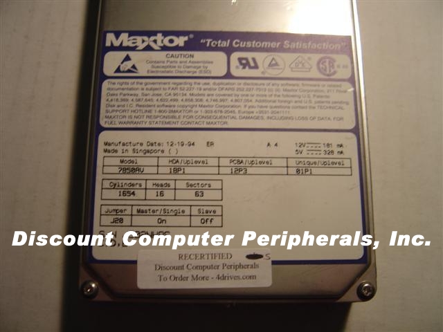MAXTOR 7850AV - 850MB 3.5IN 3H IDE - Call or Email for Quote.
