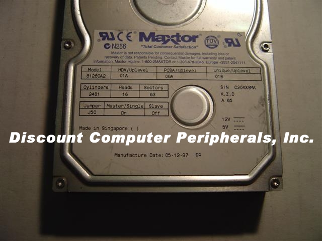 MAXTOR 81280A2 - 1.2GB 3.5IN IDE - Call or Email for Quote.