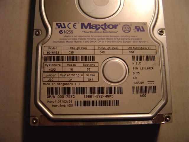 MAXTOR 82161E2 - 2.1GB 3.5in IDE DR