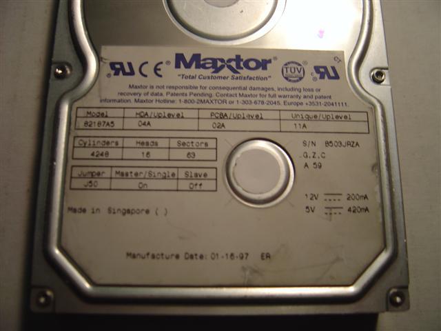 MAXTOR 82187A5 - 2.1GB 3.5in IDE DR - Call or Email for Quote.