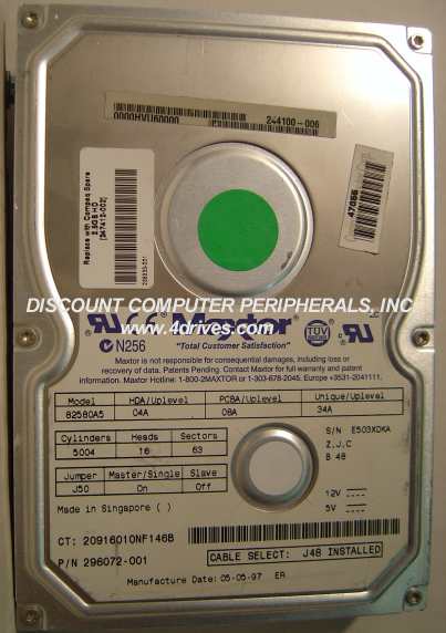 MAXTOR 82580A5 - 2.5GB 3.5IN 3H IDE HARD DRIVE - Call or Email f