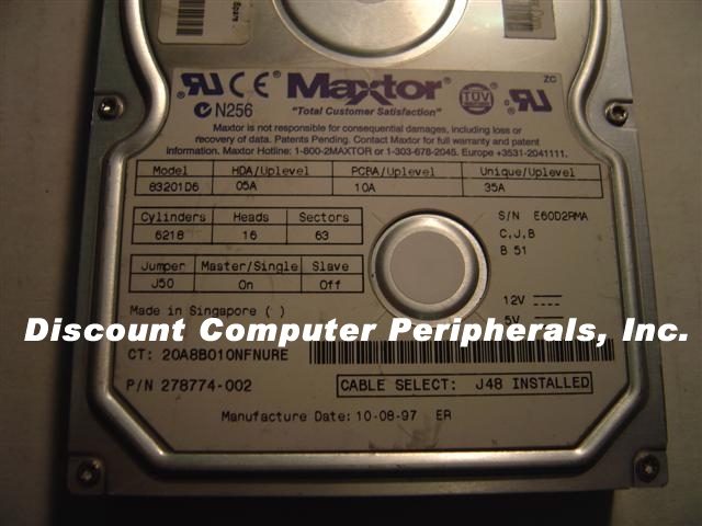 MAXTOR 83201D6 - 3.2GB 5400RPM 3.5in IDE LP - Call or Email for