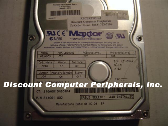 MAXTOR 83249D3 - 3.2GB 3.5IN 3H IDE - Call or Email for Quote.
