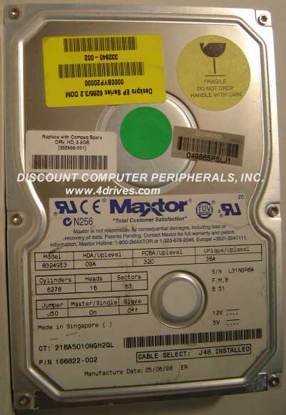 MAXTOR 83249E3 - 3.2GB 3.5IN 3H IDE - Call or Email for Quote.