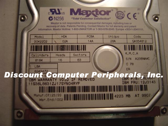 MAXTOR 90422D2 - 4.3GB 3.5 IDE - Call or Email for Quote.