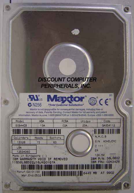 MAXTOR 90644D3 - 6.4GB 5400RPM ATA-33 3.5IN IDE