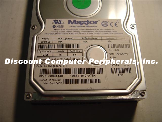 MAXTOR 90645D3 - 6.4GB 3.5IN 3H IDE - 3 Day Lead Time To Ship.