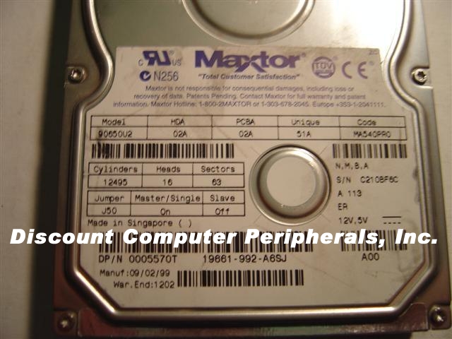 MAXTOR 90650U2 - 6.5GB 5400 RPM ATA-66 3.5 LP IDE