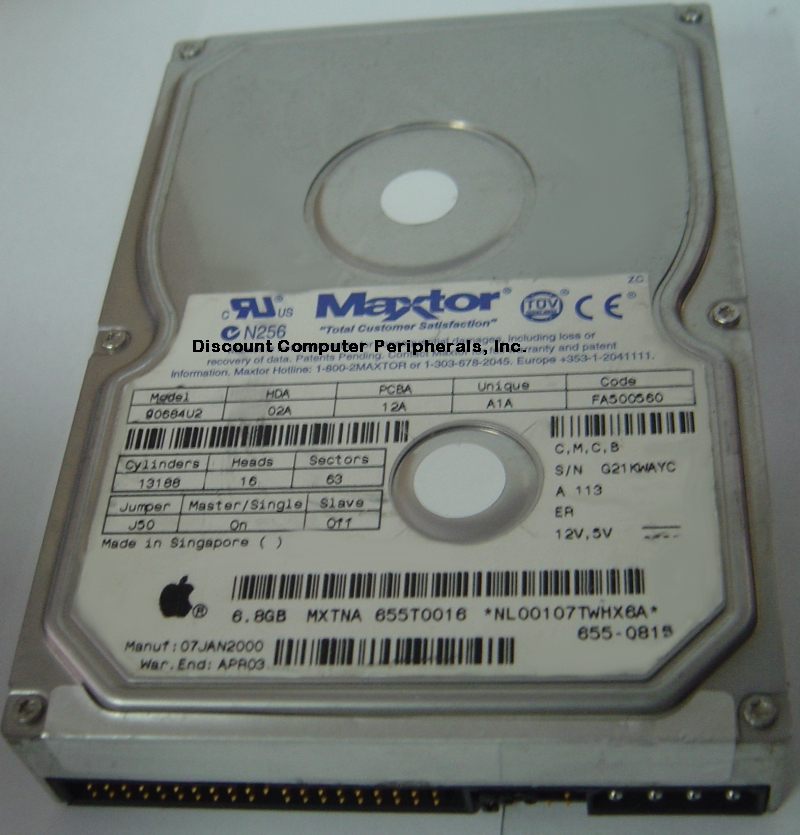 MAXTOR 90684U2 - 6.8GB 5400RPM 3.5IN IDE