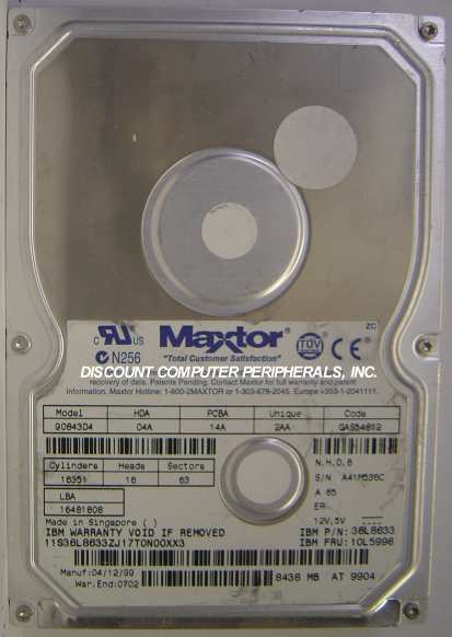 MAXTOR 90843D4 - 8.4GB 5400RPM ATA-33 3.5 LP - Call or Email for