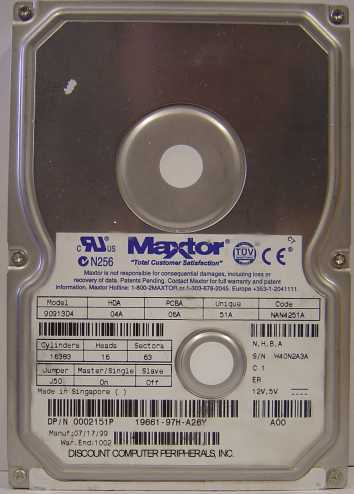 MAXTOR 90913D4 - 9.1GB 7200RPM ATA-33 3.5 LP IDE