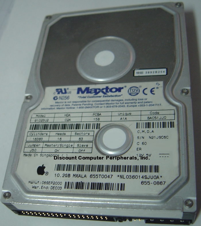 MAXTOR 91023U2 - 10.2GB 5400RPM ATA-66 3.5 LP IDE