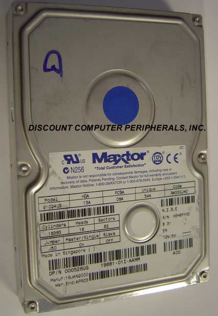 MAXTOR 91024U3 - 10.2GB UDMA 3.5IN - Call or Email for Quote.